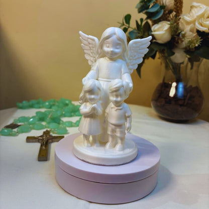 Anjo da Guarda com Duas Crianças - Escultura em PLA