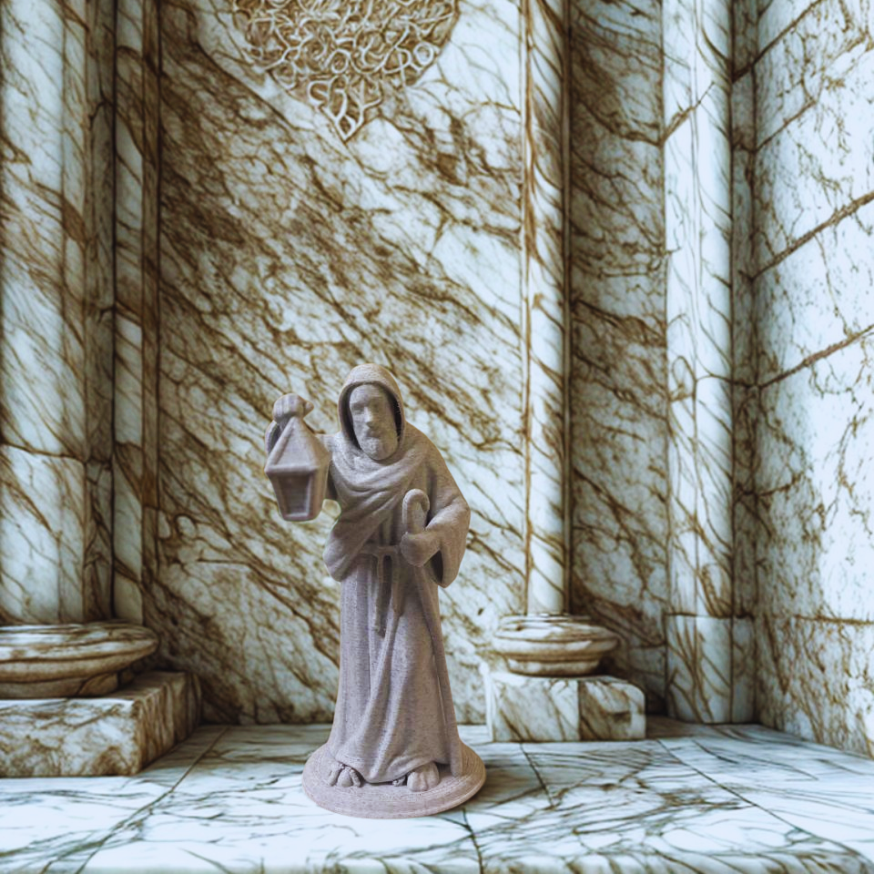 São Longuinho com Lanterna - Escultura em PLA