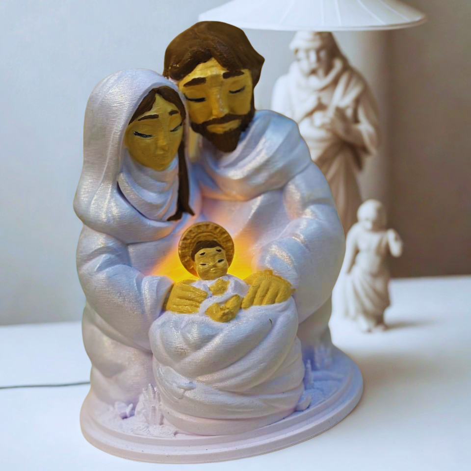 Luminária Sagrada Família - Escultura PLA com Luz Interna