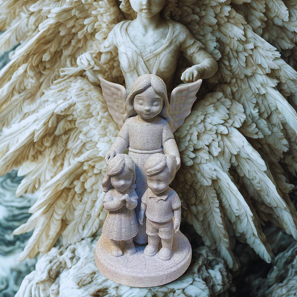 Anjo da Guarda com Duas Crianças - Escultura em PLA